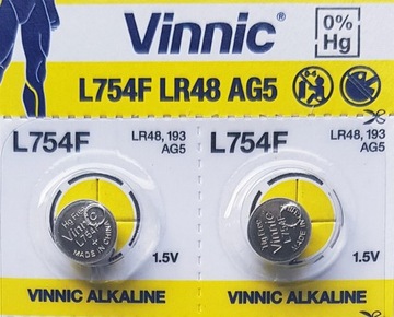 2x АККУМУЛЯТОР VINNIC AG5 G5 LR L 754 F 193 48 393