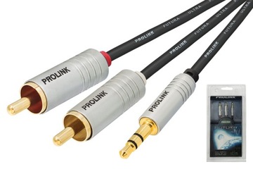 KABEL 2RCA mini JACK 3,5 PROLINK FUTURA SLIM 1m