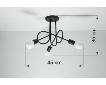 ПОТОЛОЧНЫЙ СВЕТИЛЬНИК ЧЕРНЫЙ ДИЗАЙН, EDISON 3