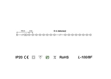 Елочные гирлянды 100 светодиодов 6м Холодный Белый 8 функций