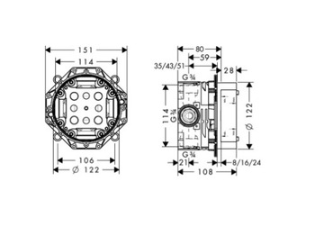 Hansgrohe Logis 25см комплект скрытого монтажа со смесителем