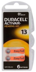 Батарейки для слуховых аппаратов DURACELL 13 6 шт.