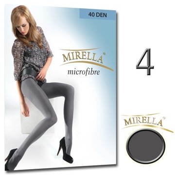 MIRELLA Rajstopy microfibra 40 den gładkie kryjące 4/XL Grafit