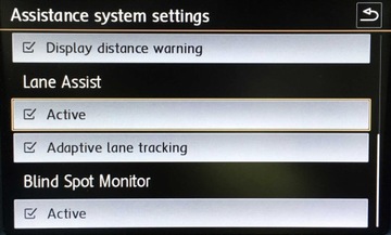 Система помощи при движении по полосе VW Audi Skoda Seat