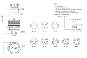 Gniazdo mikrofonowe CB 8 pin 8p montażowe (0287)