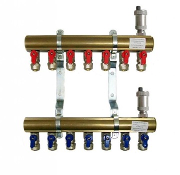 Распределитель центрального отопления 7 контуров + клапаны + автоматическое реагирование