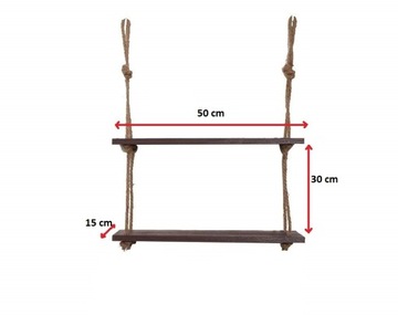 Деревянная подвесная полка, полка на веревочках, 2 полки