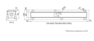 Schedpol Линейный водосток 90x8x9,5 OLSL90/ST