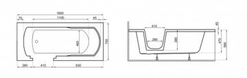 Акриловая ванна POLIMAT 160x75 VOVO WHITE HOUSING