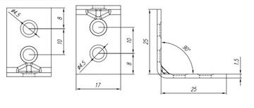 KW1 УЗКОУГЛОВОЙ МОНТАЖНЫЙ РАЗЪЕМ 25x25x17 50шт.