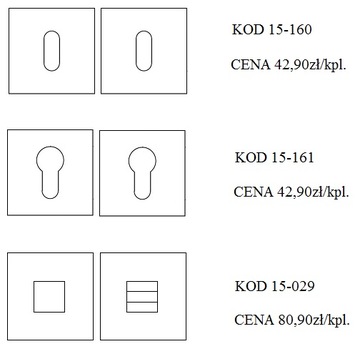 Klamka 1115 rozeta kwadratowa chrom satyna Convex