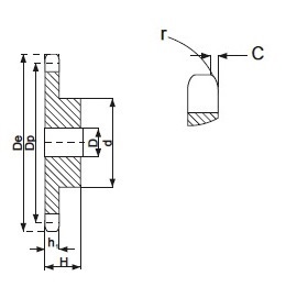 Цепное колесо 08B1 Z12, 1/2 дюйма, 12 закаленных зубьев.