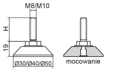 fi 40 РЕГУЛИРУЕМАЯ НОЖКА M-10X40 - 100 шт.