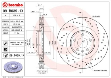 ПЕРЕДНИЕ ДИСКИ BREMBO XTRA AUDI A6 C7 A7 4G8 345мм