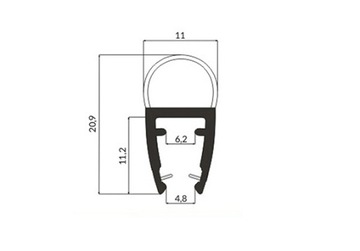 Уплотнитель для душевых кабин UK07 6-8мм 90см