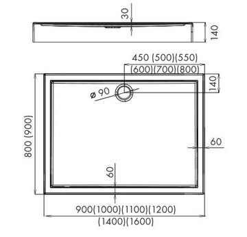 ДУШЕВОЙ ПОДДОН ПОЛЬСКИЙ АКРИЛОВЫЙ 90x80x14 см + СИФОН