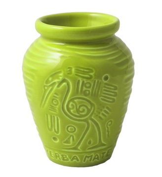 Matero Ceramic AZTEK Pea Green Yerba Mate