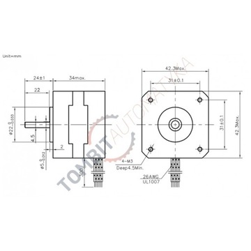 Silnik krokowy 42STH33-0956AF, 0.16 Nm, 0.95 A