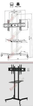 МОБИЛЬНЫЙ СТОЛ, AV 80 КГ, ДЛЯ ТВ МАКС. 60 ФУТОВ