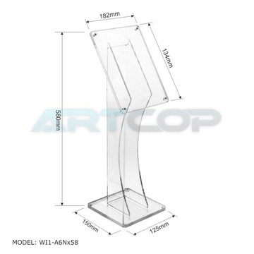 А6 - Подставка из оргстекла для буклетов с описанием, высота 58см.