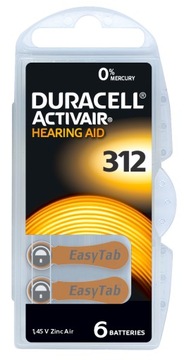 Батарейка для слухового аппарата Duracell 312 (60 шт. в упаковке)