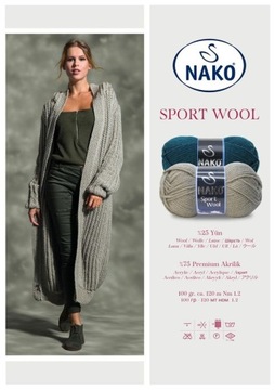 Włóczka NAKO SPORT WOOL akryl wełna 10472