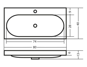 БЕЛАЯ раковина 80 x 40 x 6 см Polish Product