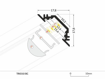 Profil aluminiowy anodowany TRIO10 do taśma led