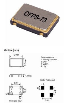 33MHz 3.3V Generator kwarcowy SMD 5x7 CFPS-73 .x1