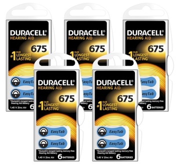 30 аккумуляторов для слуха DURACELL Activair 675 PR44