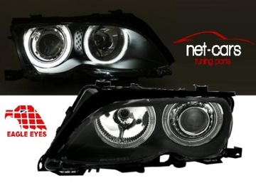 Фонаря рефлекторы bmw e46 седан -05 angel глазки ccfl black черный led подсветка, фото