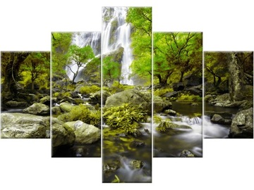 Image on canvas triptych waterfall 100x70 landscape, фото