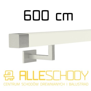 Handrail wall-mounted wooden 40x40 600cm white inox, фото