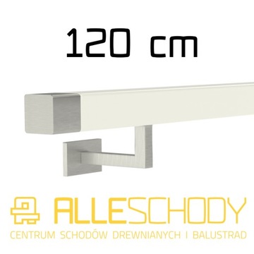 Handrail wall-mounted wooden 40x40 120cm white inox, фото