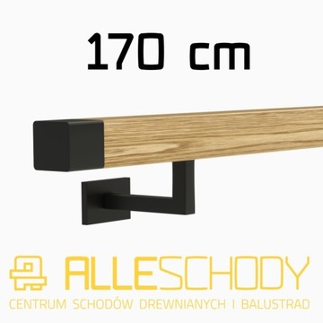 Handrail wall-mounted wooden 40x40 170cm oak color, фото