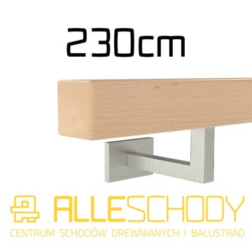 Handrail wall-mounted wooden 40x40 230cm beech color, фото