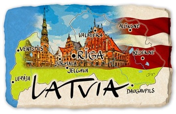 Latvia magnet on refrigerator stone souvenir 473, фото