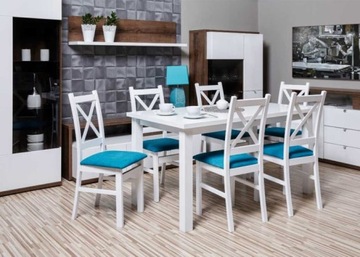 White stand 90/ 160/ 200+ chairs 6 pcs white set, фото