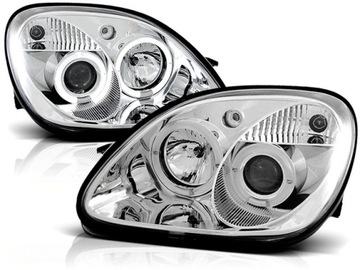 Headlights mercedes slk r170 96-04r rings led backlight chrome+ light bulb free of charge, фото