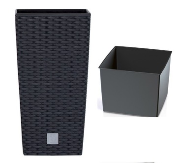 Flowerpot with cartridge 22x42cm rattan casing, фото