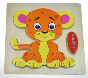 Educational wooden puzzle leopard, фото