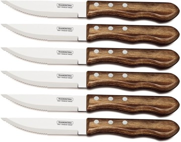 Tramontina 6x knives for steaks brown - jumbo polywood, фото