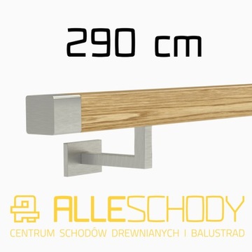 Handrail wall-mounted wooden 40x40 290cm oak color, фото