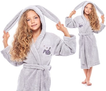 Warm lovely robe girlish hood ears 128, фото