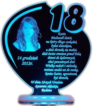 Подарок на 18, день рождения, именины светодиодная статуэтка