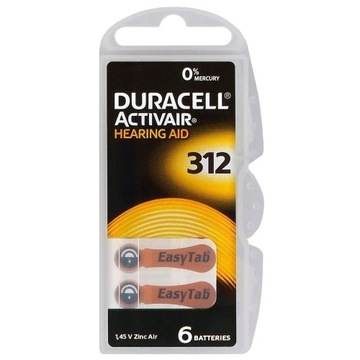 6 x 312 Duracell слуховой аккумулятор-Цена за 6 шт