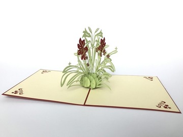 Красные нарциссы, 3D открытка, цветы, День матери