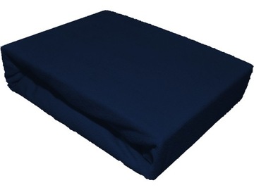 Простыня из махровой ткани с эластичной лентой 120x200 темно-синего цвета