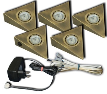 Zestaw 5 Lampek Trójkąt wył. central. LED G4 1,5W