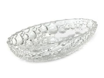 MISA PATERA SZKLANA ZDOBIONA 26x13cm BEZBARWNA